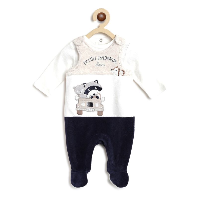 Boys Light Natural Velour Bodysuit with Babysuit image number null